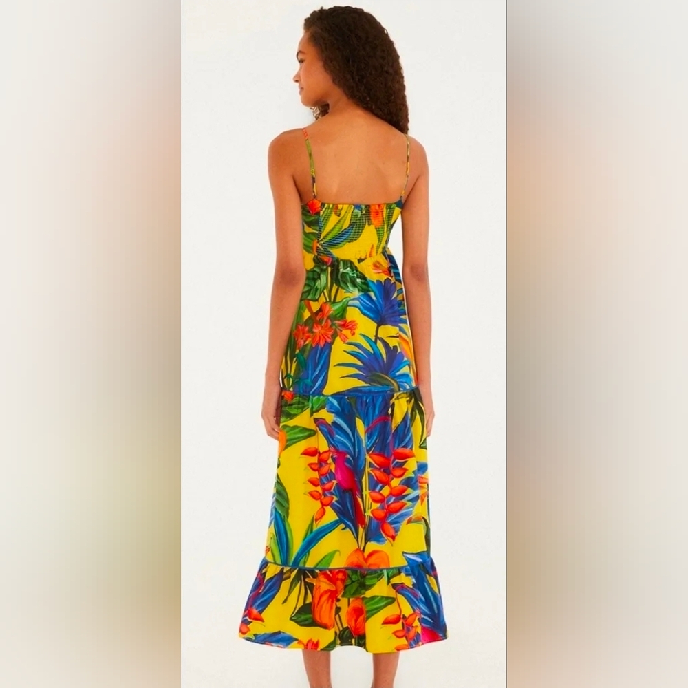 Farm Rio Bright Nature Maxi Sundress small Tropical Floral $210 NWT - Picture 3 of 15